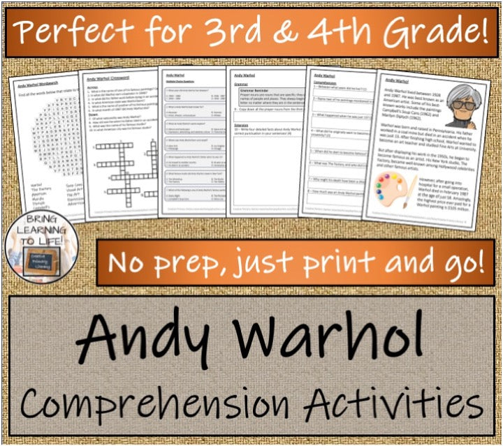 Andy Warhol Close Reading & Biography Bundle | 3rd Grade & 4th Grade