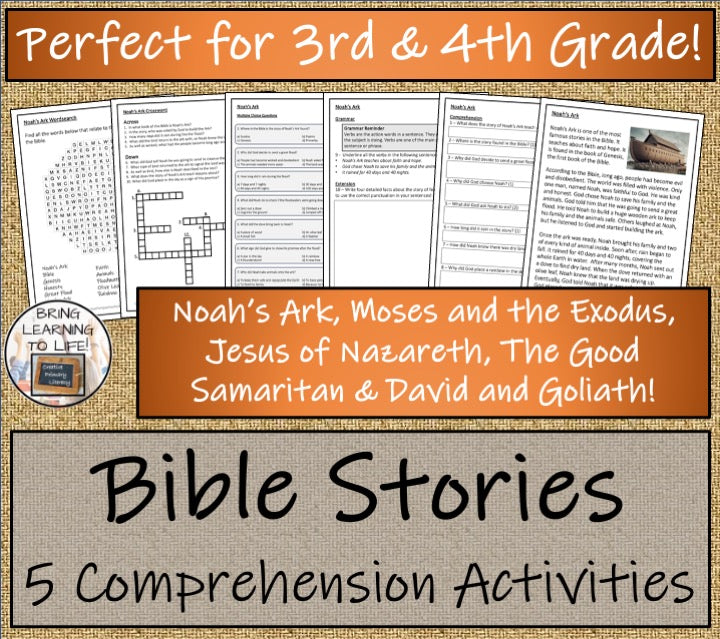 Bible Stories Close Reading Comprehension Bundle | 3rd Grade & 4th Grade
