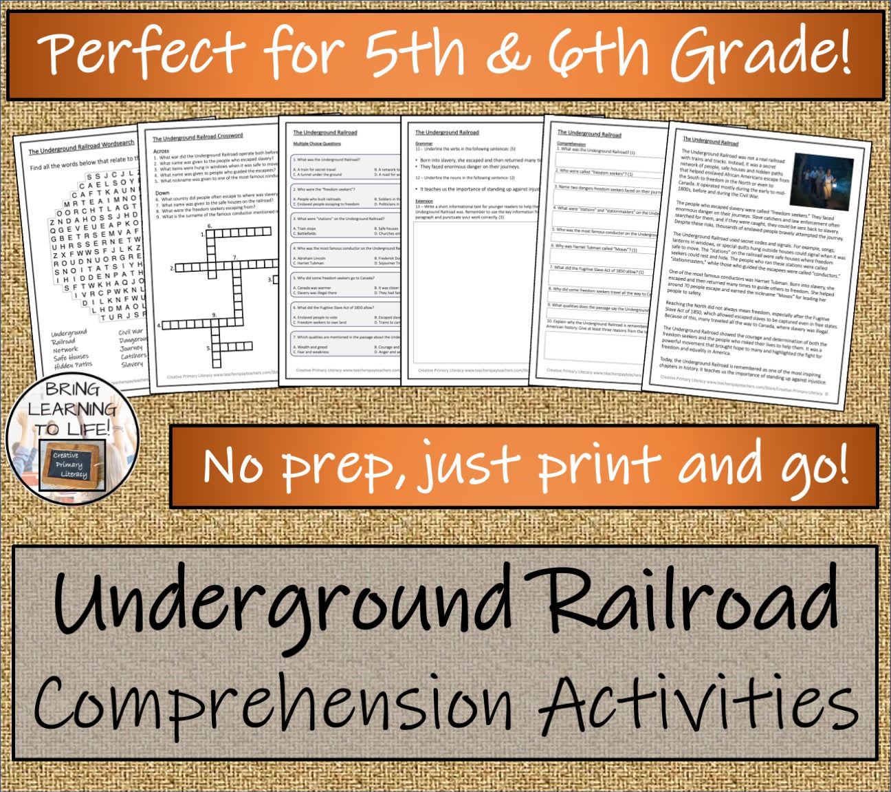 Underground Railroad Close Reading Comprehension Activities | 5th & 6th Grade