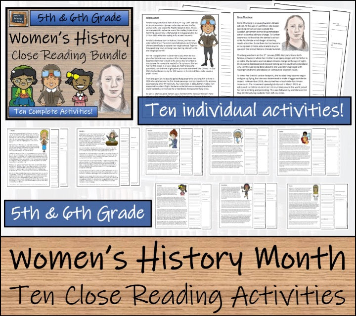 Womens History Month Close Reading & Writing Mega Bundle | 5th Grade & 6th Grade