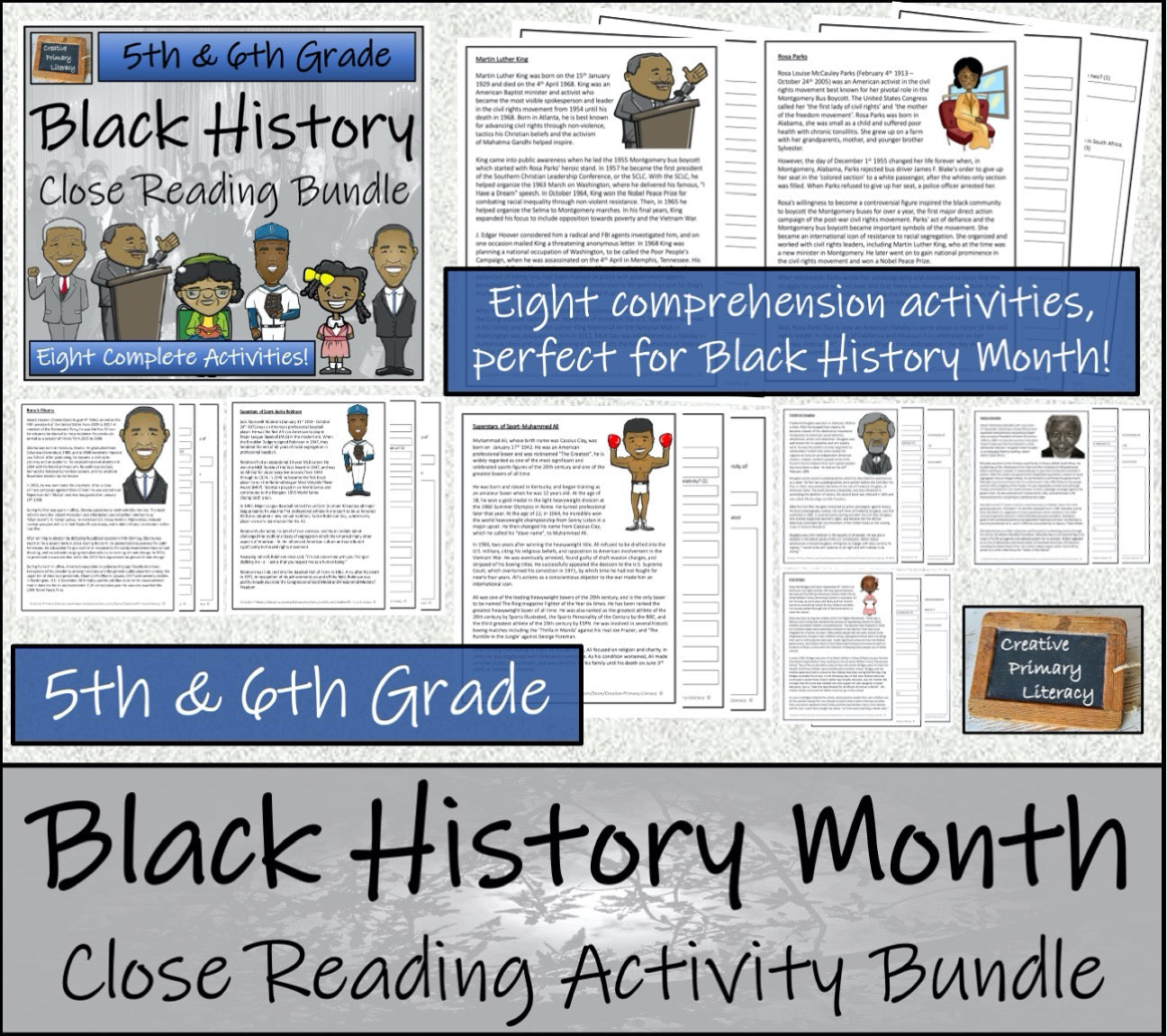 Black History Month Close Reading & Writing Mega Bundle | 5th Grade & 6th Grade