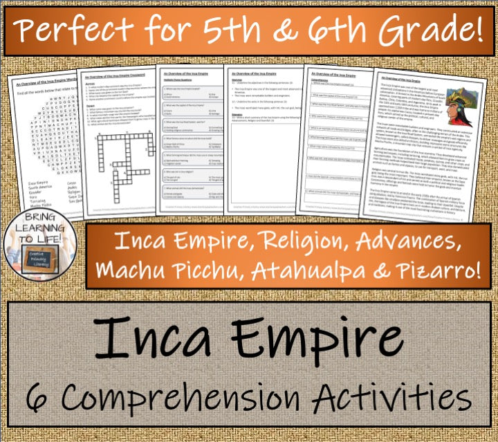Inca Empire Close Reading Comprehension Bundle | 5th Grade & 6th Grade