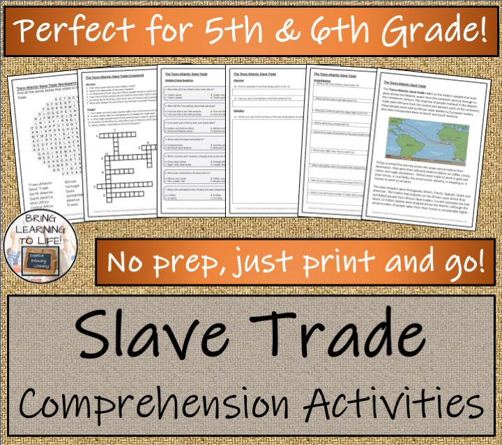 Transatlantic Slave Trade Close Reading Comprehension Activity | 5th & 6th Grade