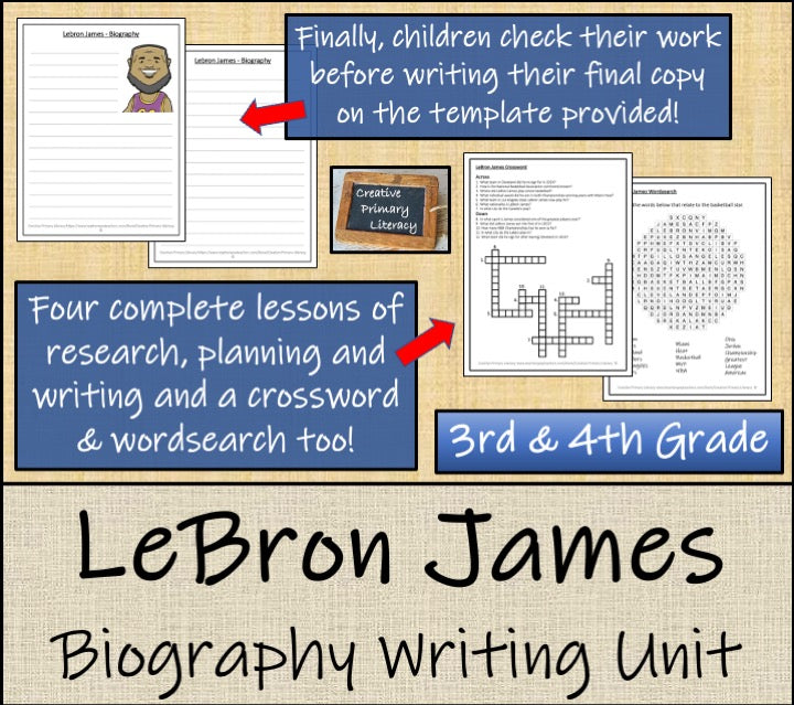 LeBron James Biography Project & Writing Unit | 3rd Grade & 4th Grade