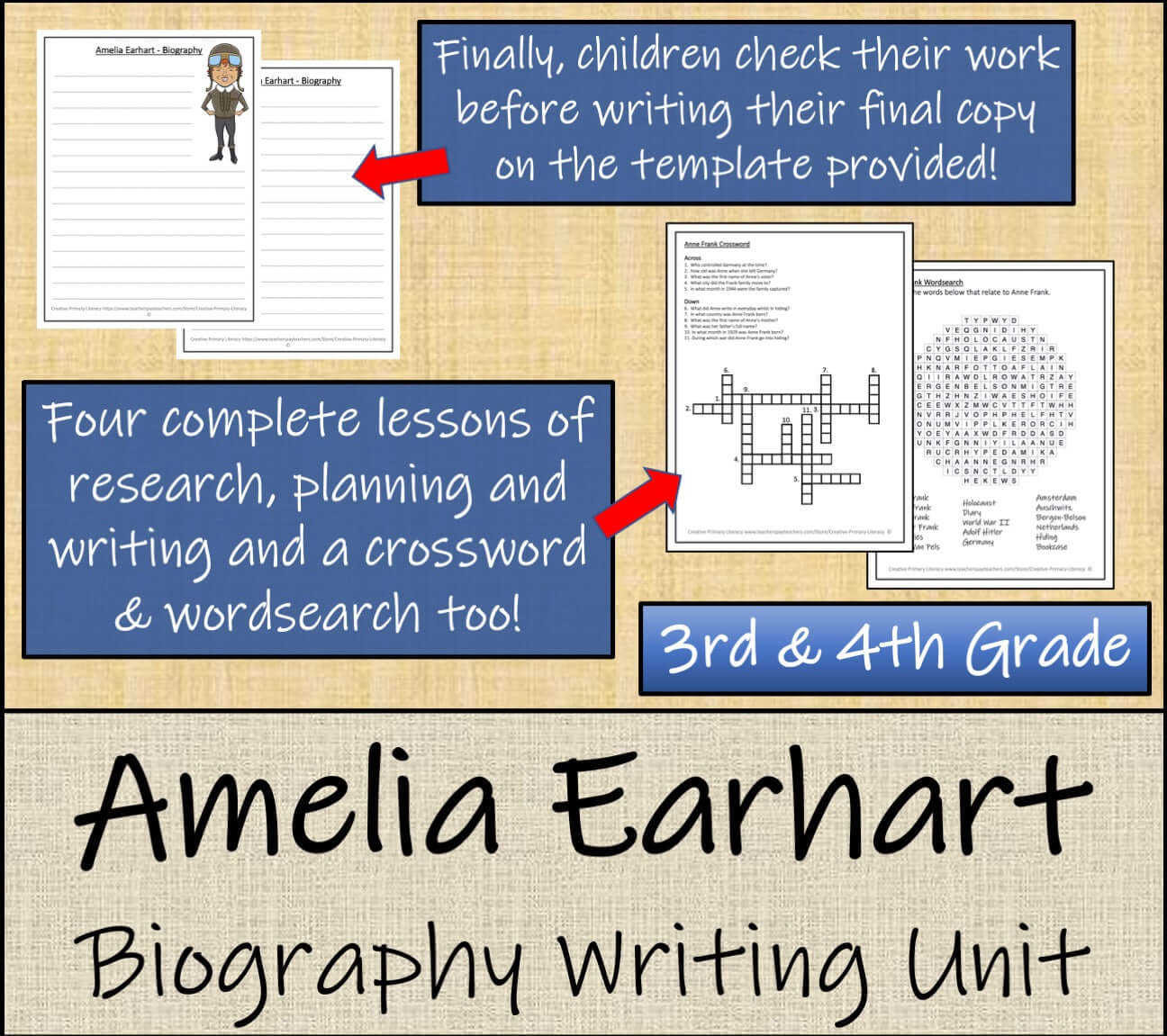 Amelia Earhart Biography Project & Writing Unit | 3rd Grade & 4th Grade