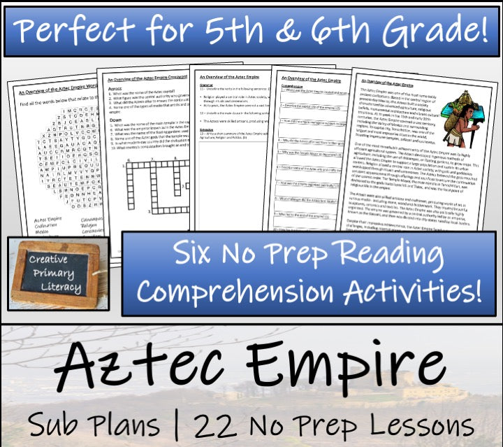 Emergency Sub Plans | Aztec Empire Bundle | 5th Grade & 6th Grade