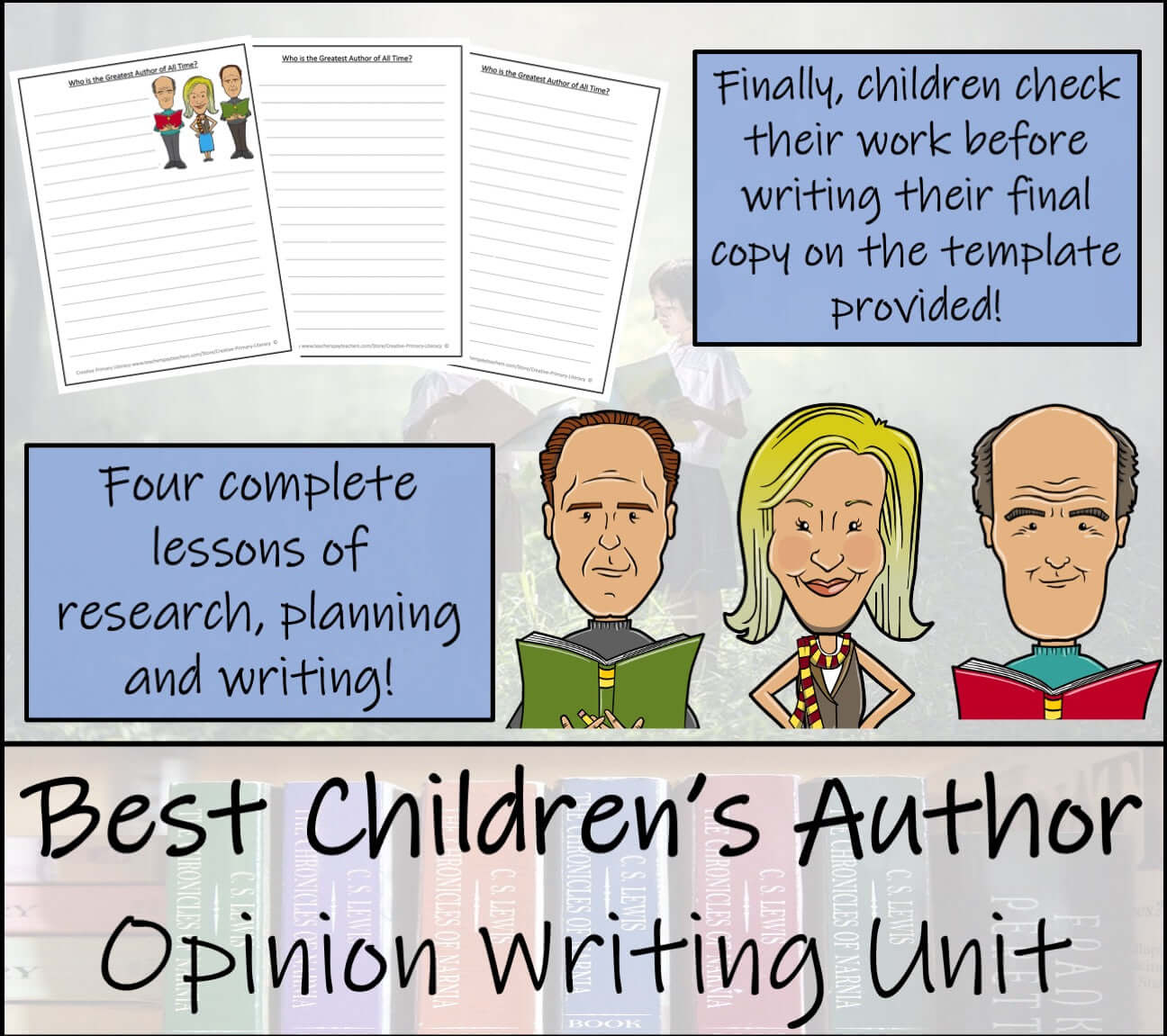 Greatest Children’s Author Opinion Writing Unit | 3rd–4th Grade with research and writing templates for kids.