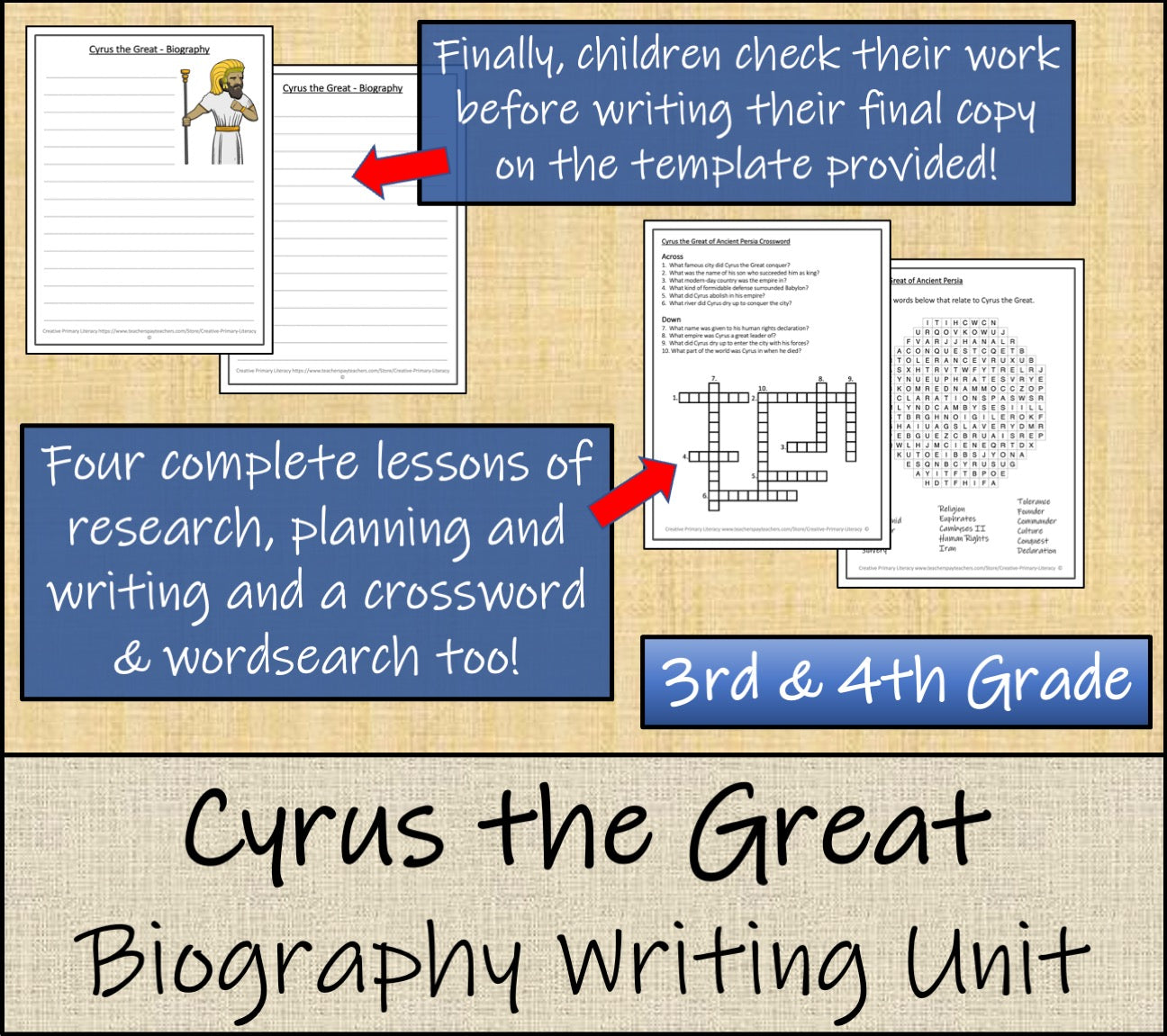 Cyrus the Great Biography Project & Writing Unit | 3rd Grade & 4th Grade
