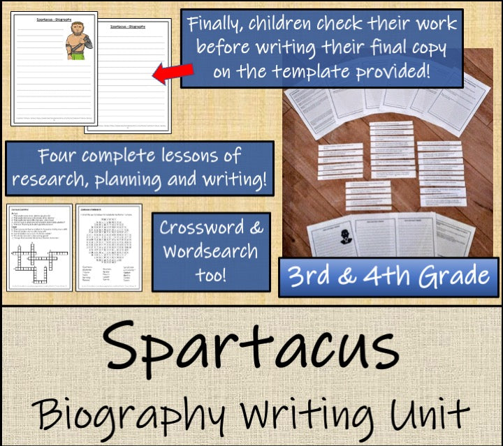 Spartacus Biography Project & Writing Unit | 3rd Grade & 4th Grade