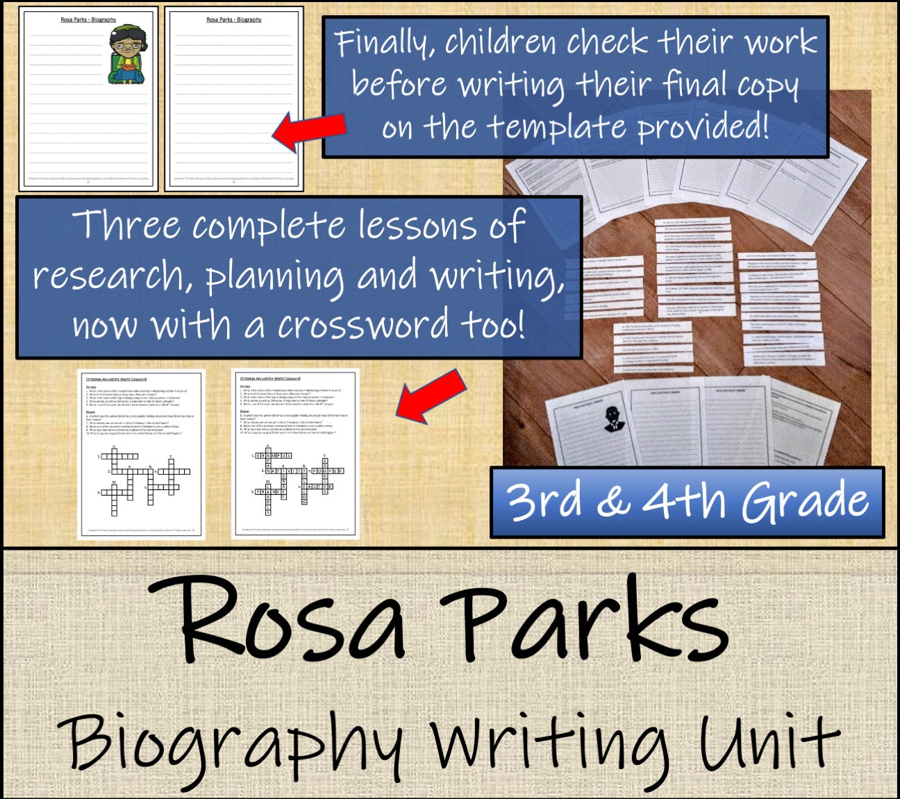 Rosa Parks Biography Project & Writing Unit | 3rd Grade & 4th Grade