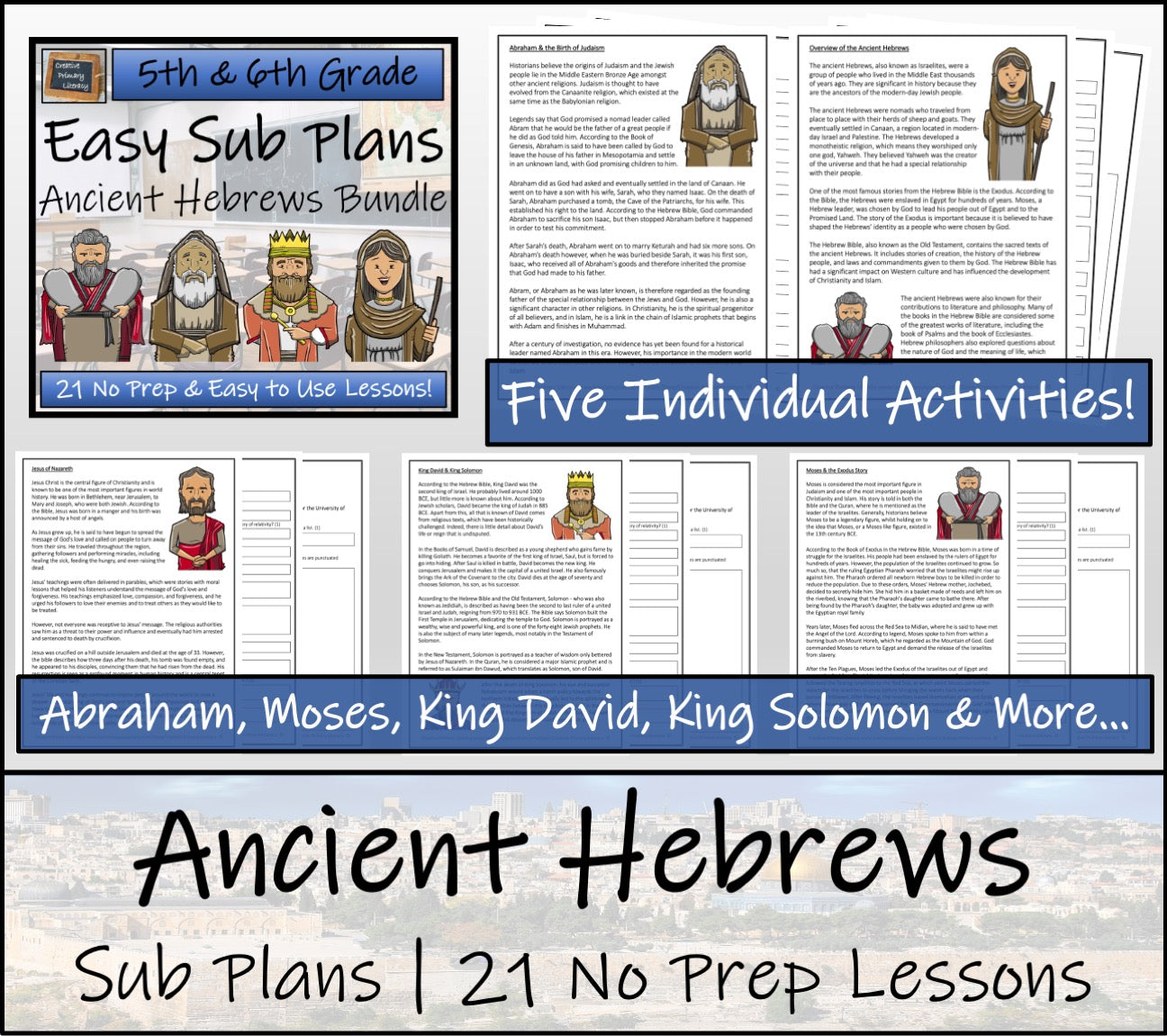 Emergency Sub Plans | Ancient Hebrews Bundle | 5th Grade & 6th Grade