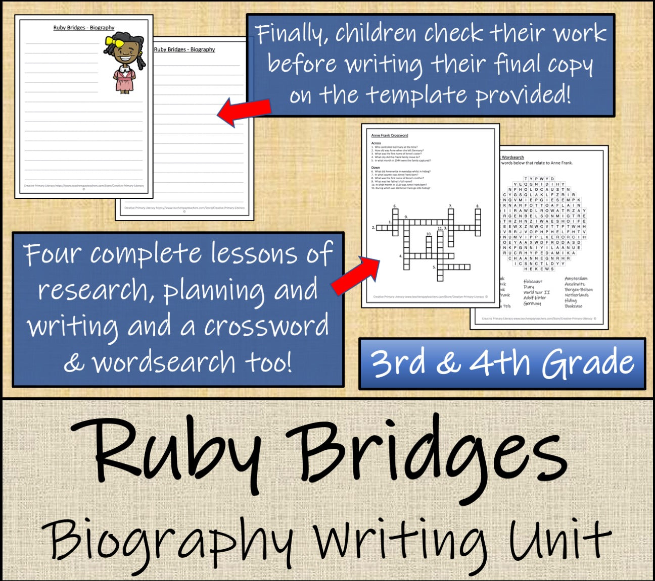 Ruby Bridges Biography Project & Writing Unit | 3rd Grade & 4th Gradee
