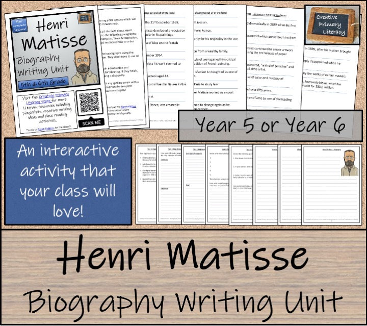 Henri Matisse Close Reading & Biography Bundle | 5th Grade & 6th Grade