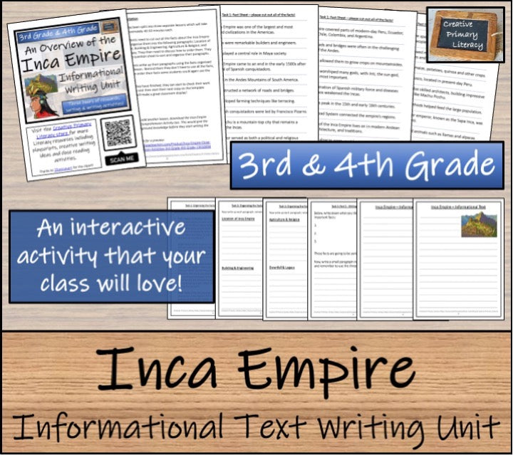 Inca Empire Close Reading & Informational Writing Bundle | 3rd & 4th Grade