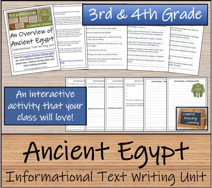 Ancient Egypt Display Sorting Close Reading & Writing Bundle | 3rd & 4th Grade