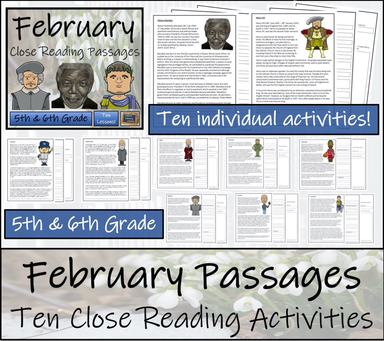 Spring Close Reading Comprehension Book Bundle | 5th Grade & 6th Grade