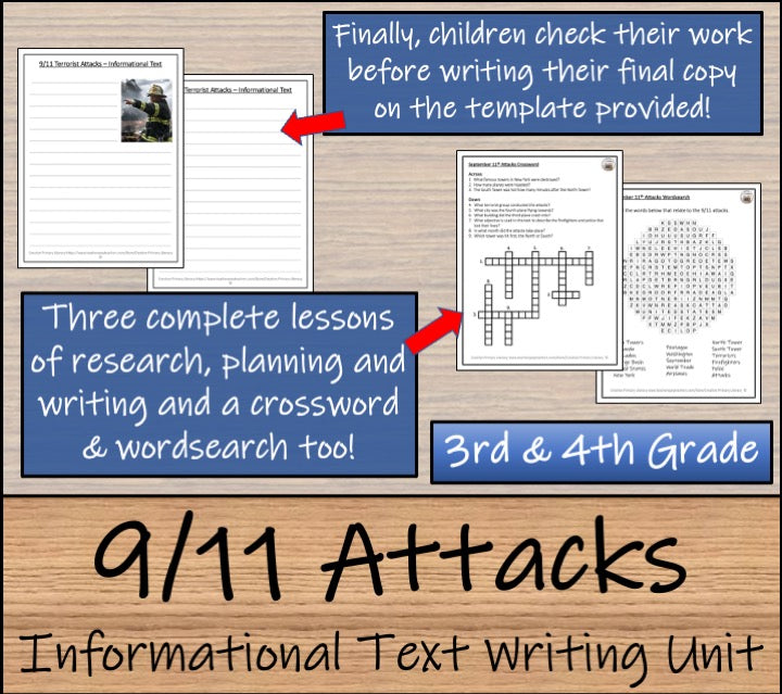 9/11 Terrorist Attacks Informational Writing Unit | 3rd Grade & 4th Grade
