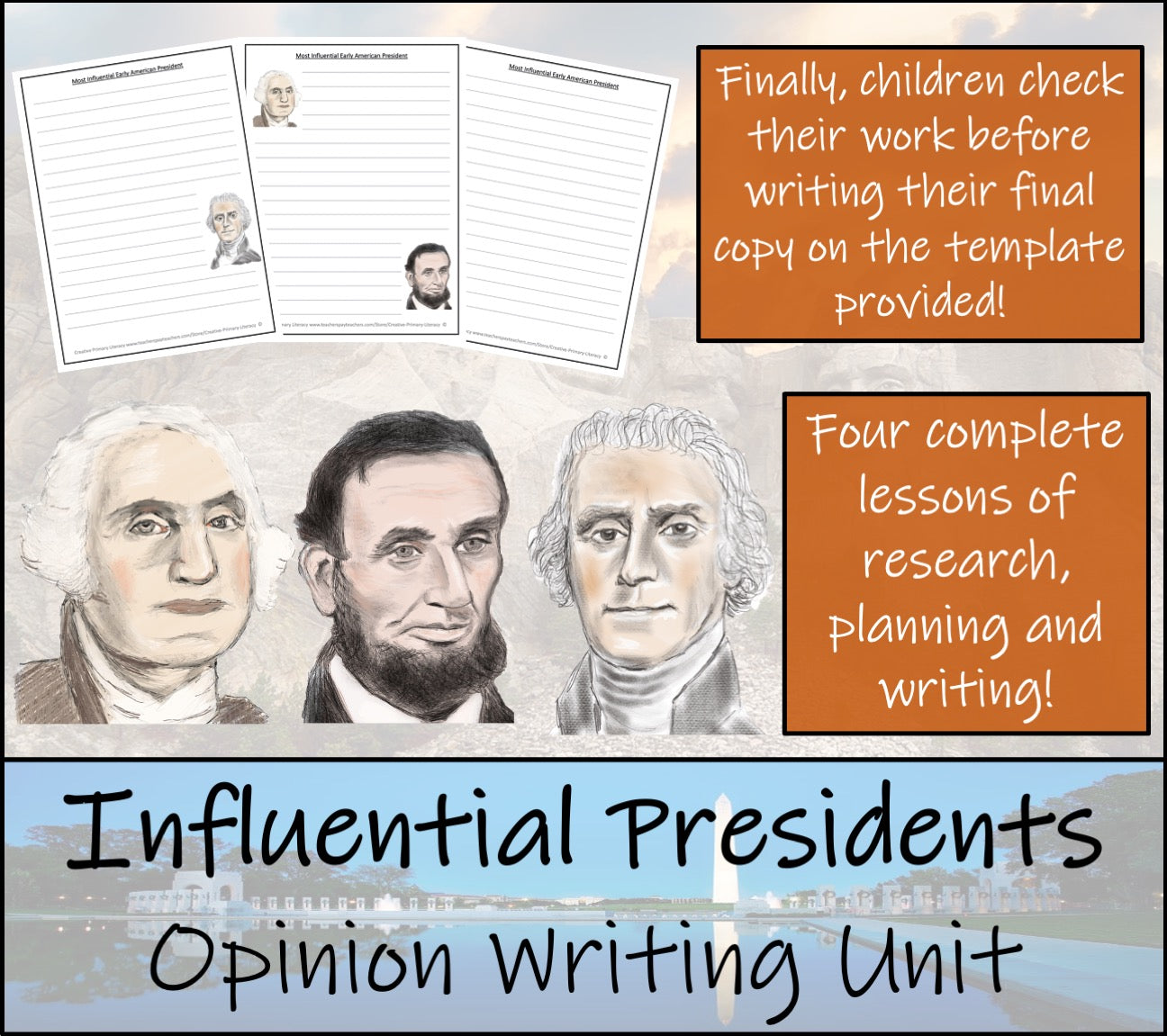 Most Influential Early President Opinion Writing Unit | 5th Grade & 6th Grade
