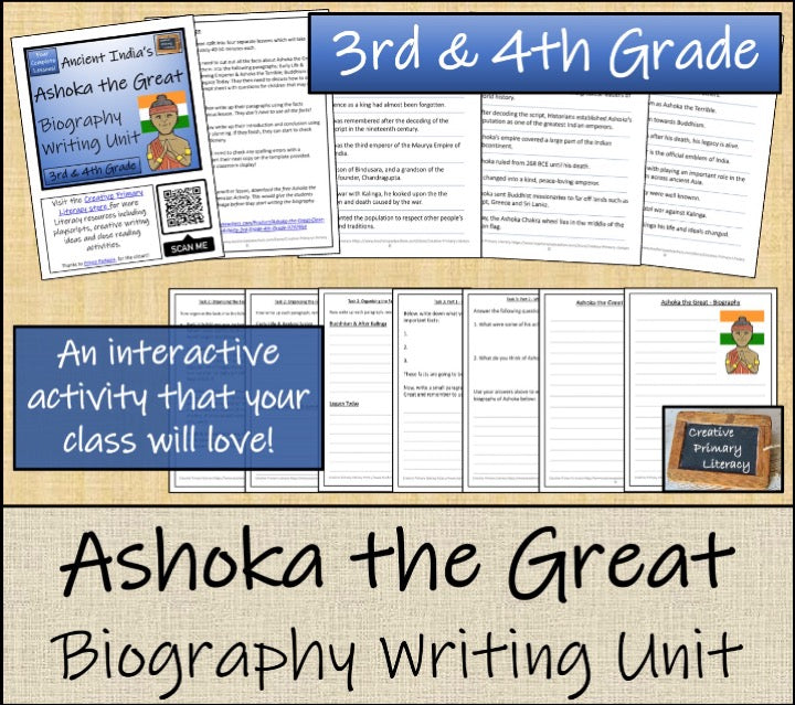 Ashoka the Great Close Reading & Biography Bundle | 3rd Grade & 4th Grade