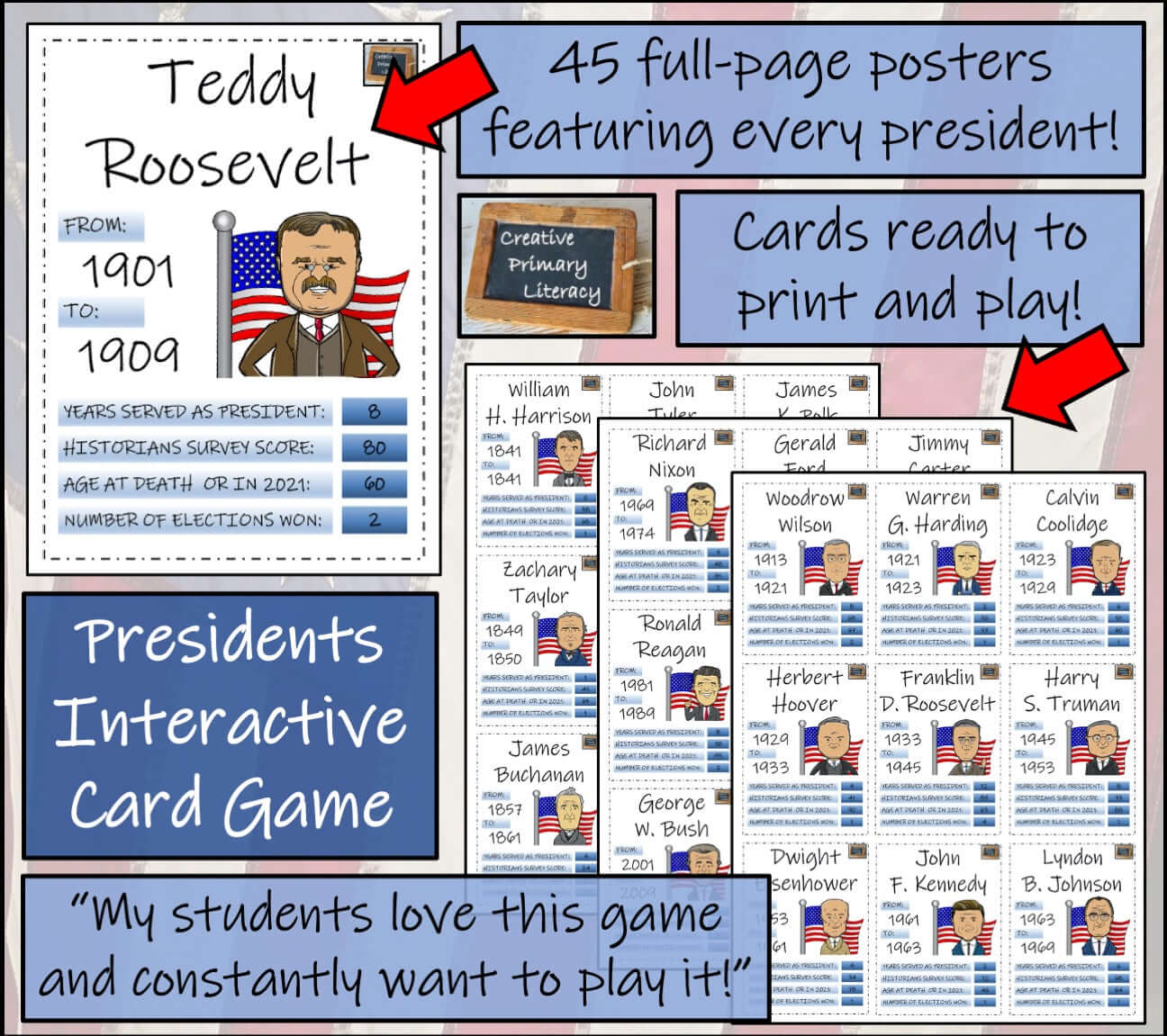 U.S. Presidents Trading Card Game | Presidents’ Day & American History Activity