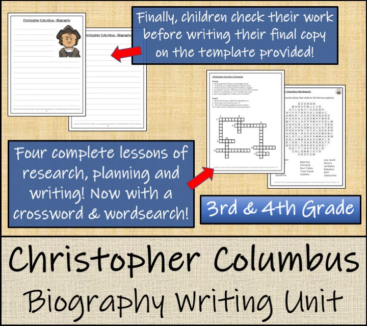Christopher Columbus Biography Project & Writing Unit | 3rd Grade & 4th Grade