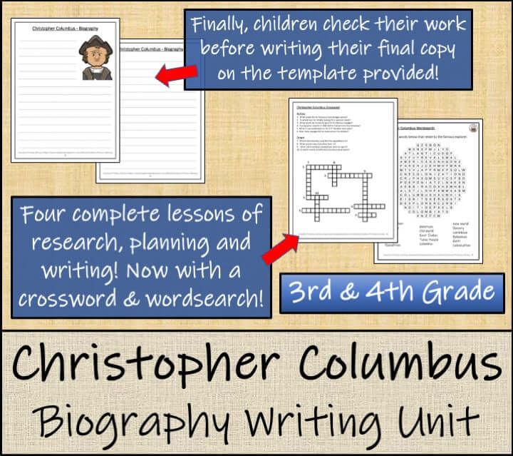 Christopher Columbus Biography Project & Writing Unit | 3rd Grade & 4th Grade