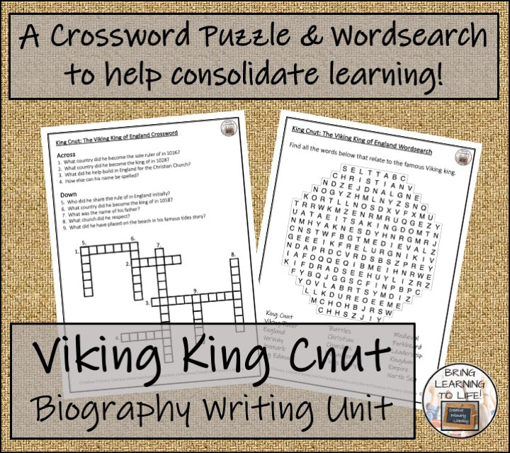 Viking King Cnut Biography Project & Writing Unit | 5th Grade & 6th Grade