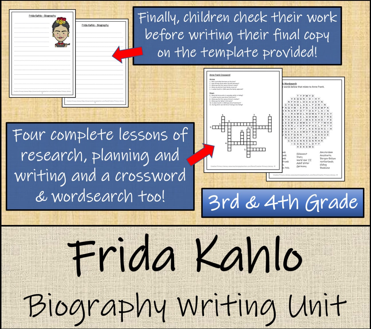 Frida Kahlo Biography Project & Writing Unit | 3rd Grade & 4th Grade