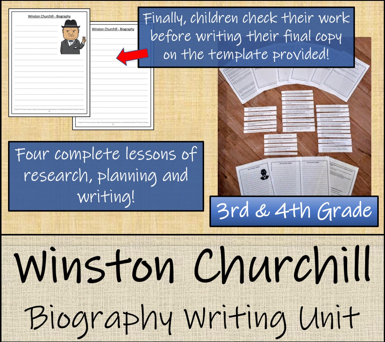 Winston Churchill Biography Project & Writing Unit | 3rd Grade & 4th Grade