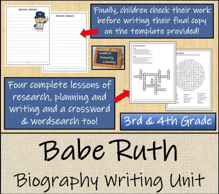 Babe Ruth Biography Project & Writing Unit | 3rd Grade & 4th Grade