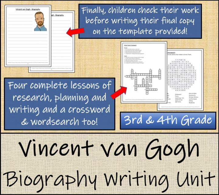 Vincent van Gogh Biography Project & Writing Unit | 3rd Grade & 4th Grade
