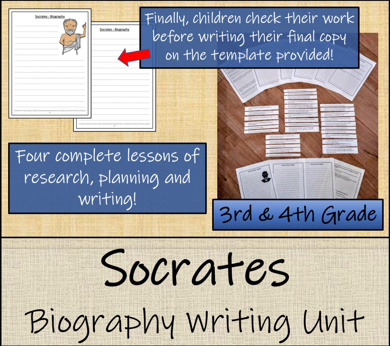 Socrates Biography Project & Writing Unit | 3rd Grade & 4th Grade
