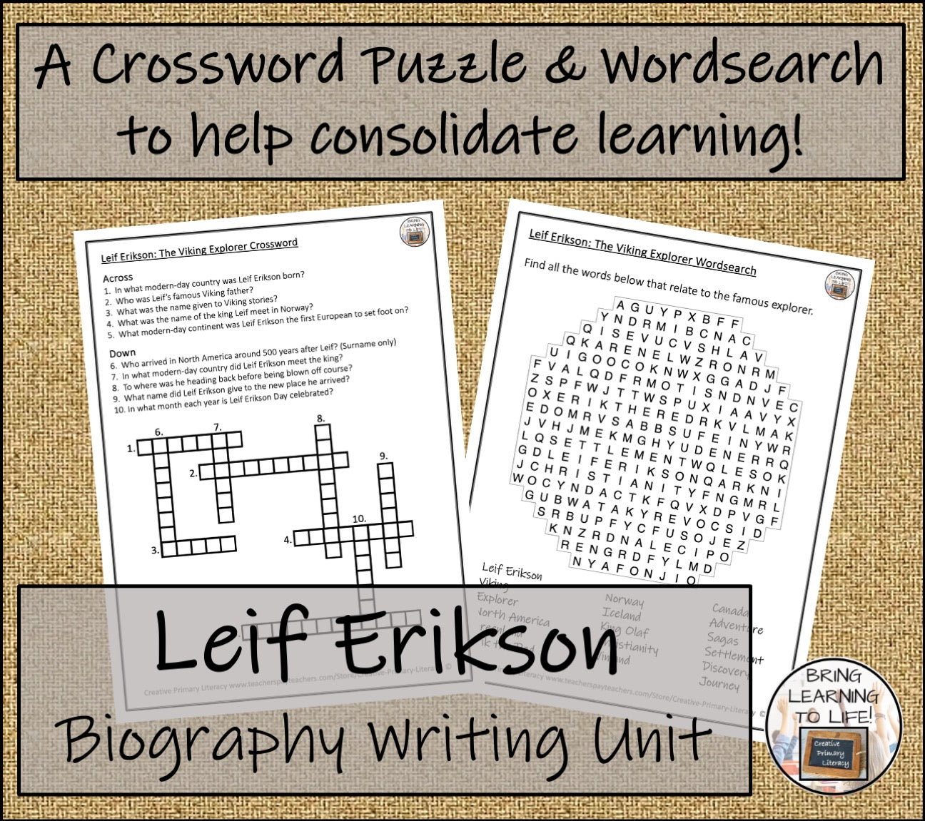 Leif Erikson Biography Project & Writing Unit | 5th Grade & 6th Grade