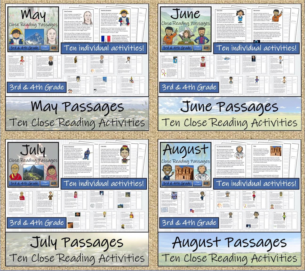 Full Year Close Reading Comprehension Book Bundle | 3rd Grade & 4th Grade