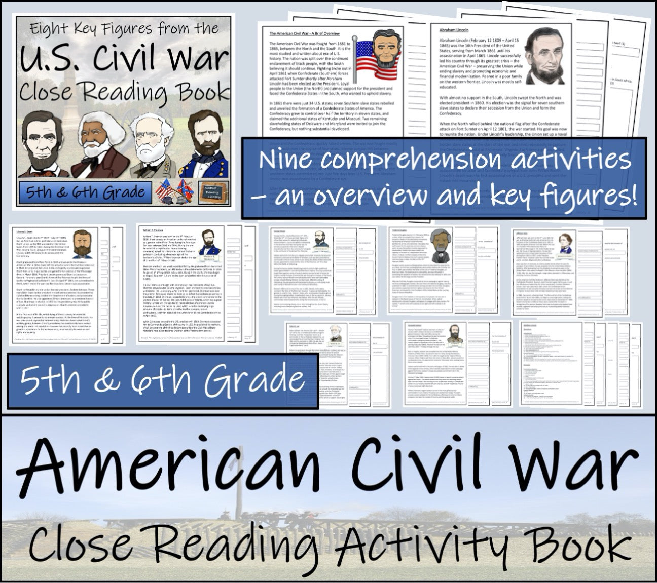 American Civil War Close Reading Comprehension Book Bundle | 5th & 6th Grade