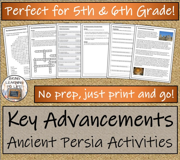 Key Advancements of Ancient Persia Close Reading Activity | 5th & 6th Grade