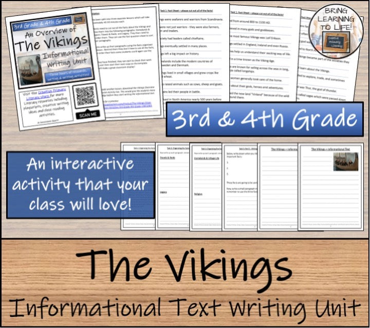 The Vikings Close Reading & Informational Writing Bundle | 3rd & 4th Grade