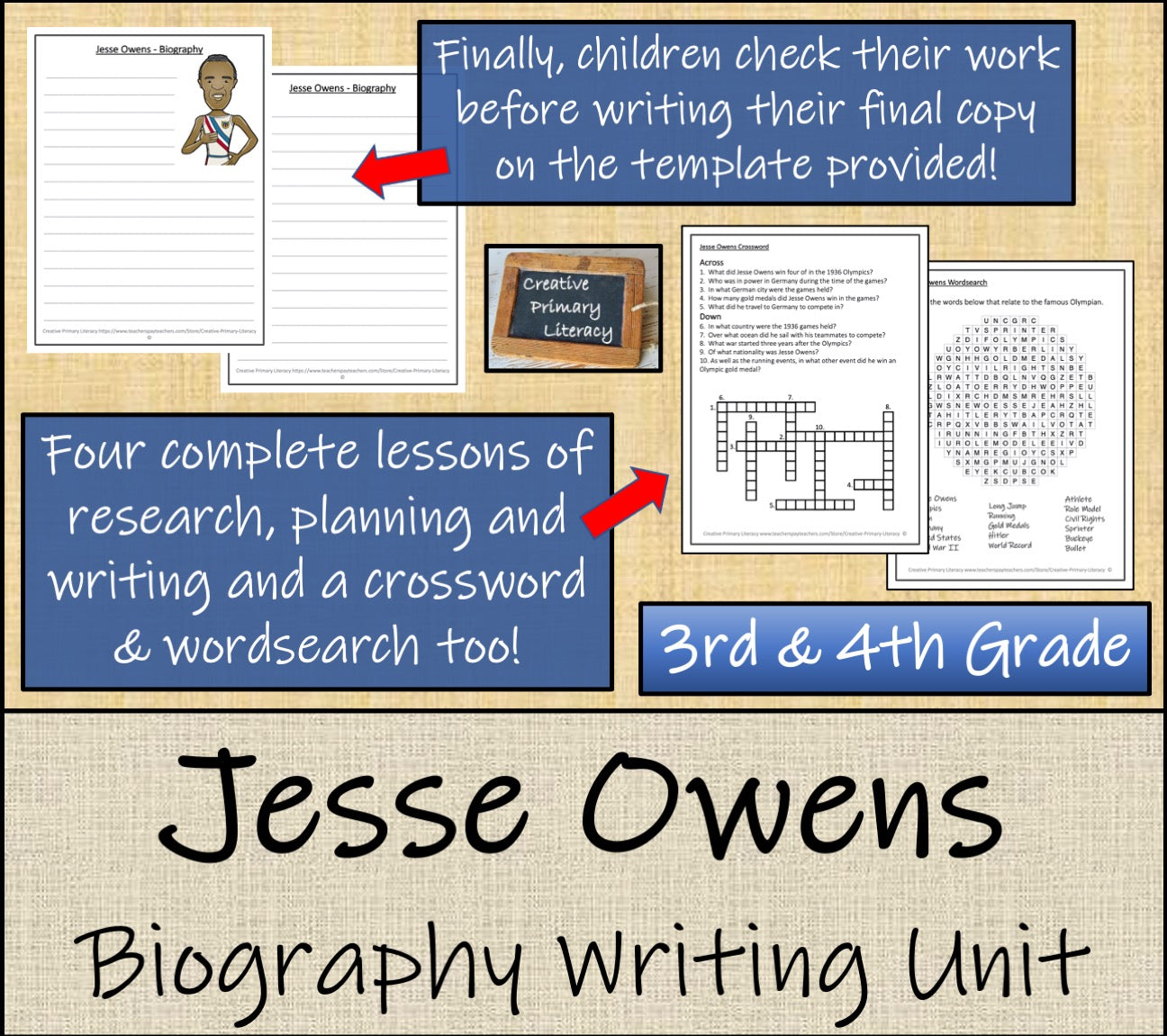 Jesse Owens Biography Project & Writing Unit | 3rd Grade & 4th Grade