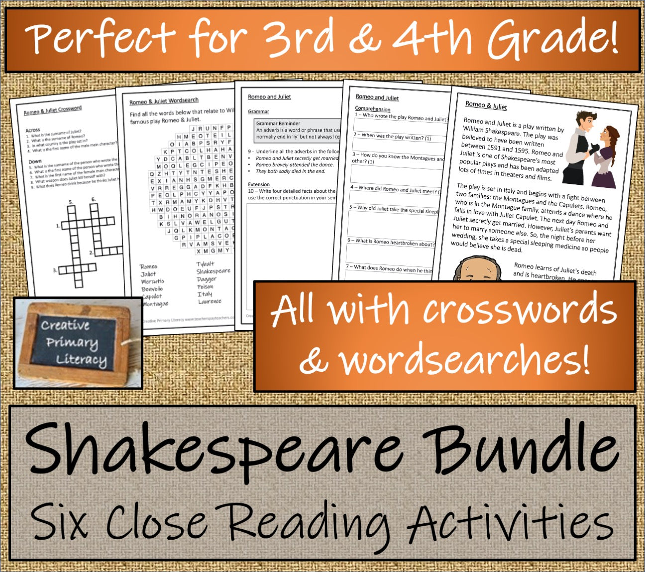 William Shakespeare Mega Bundle of Play Scripts & Activities | 3rd & 4th Grade