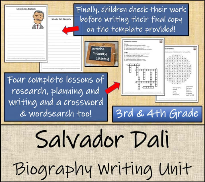 Salvador Dalí Biography Project & Writing Unit | 3rd Grade & 4th Grade
