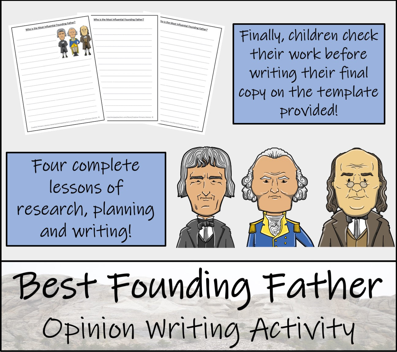 Most Influential Founding Father Opinion Writing Unit | 3rd Grade & 4th Grade