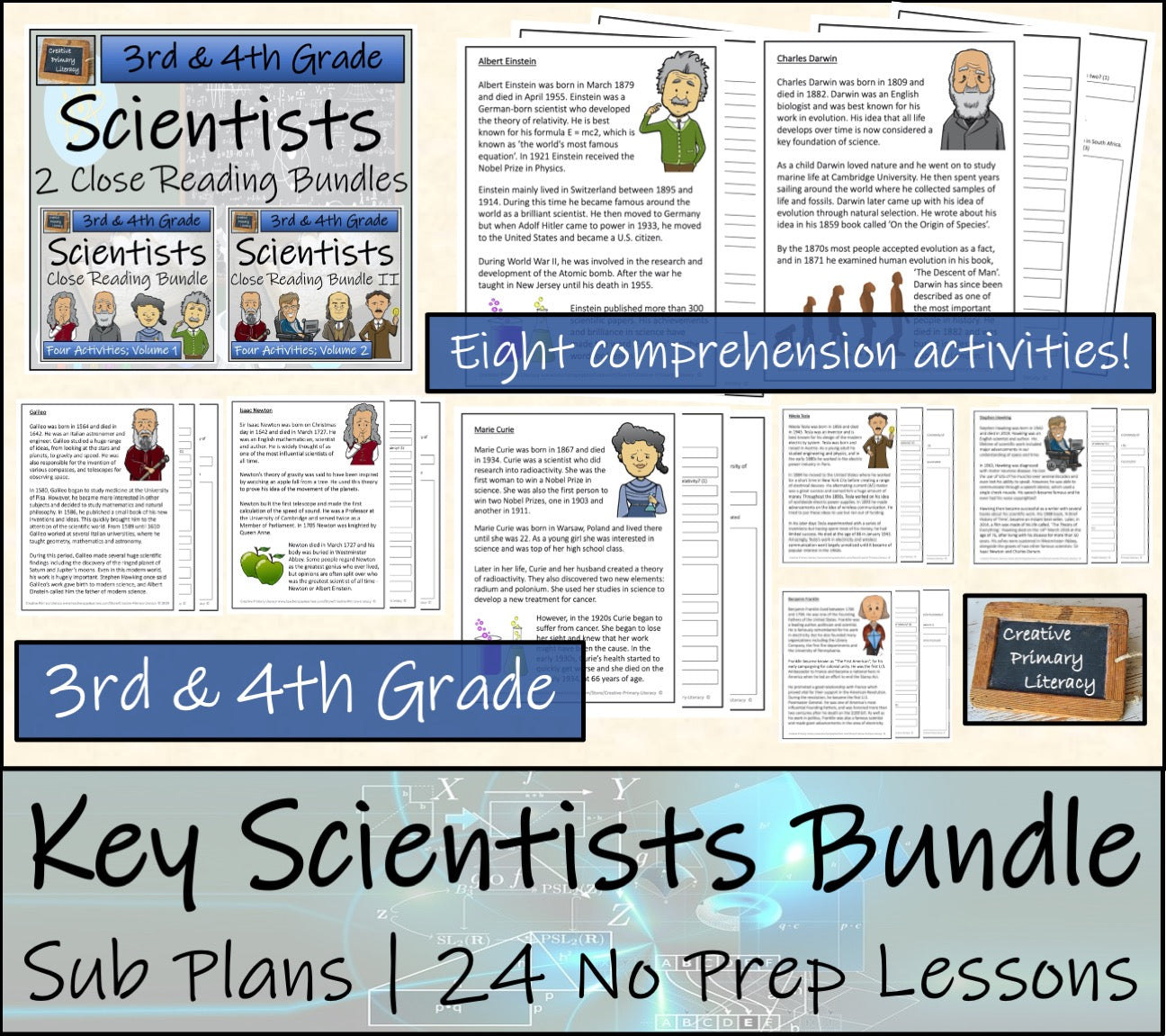Emergency Sub Plans | Famous Scientists Bundle | 3rd Grade & 4th Grade