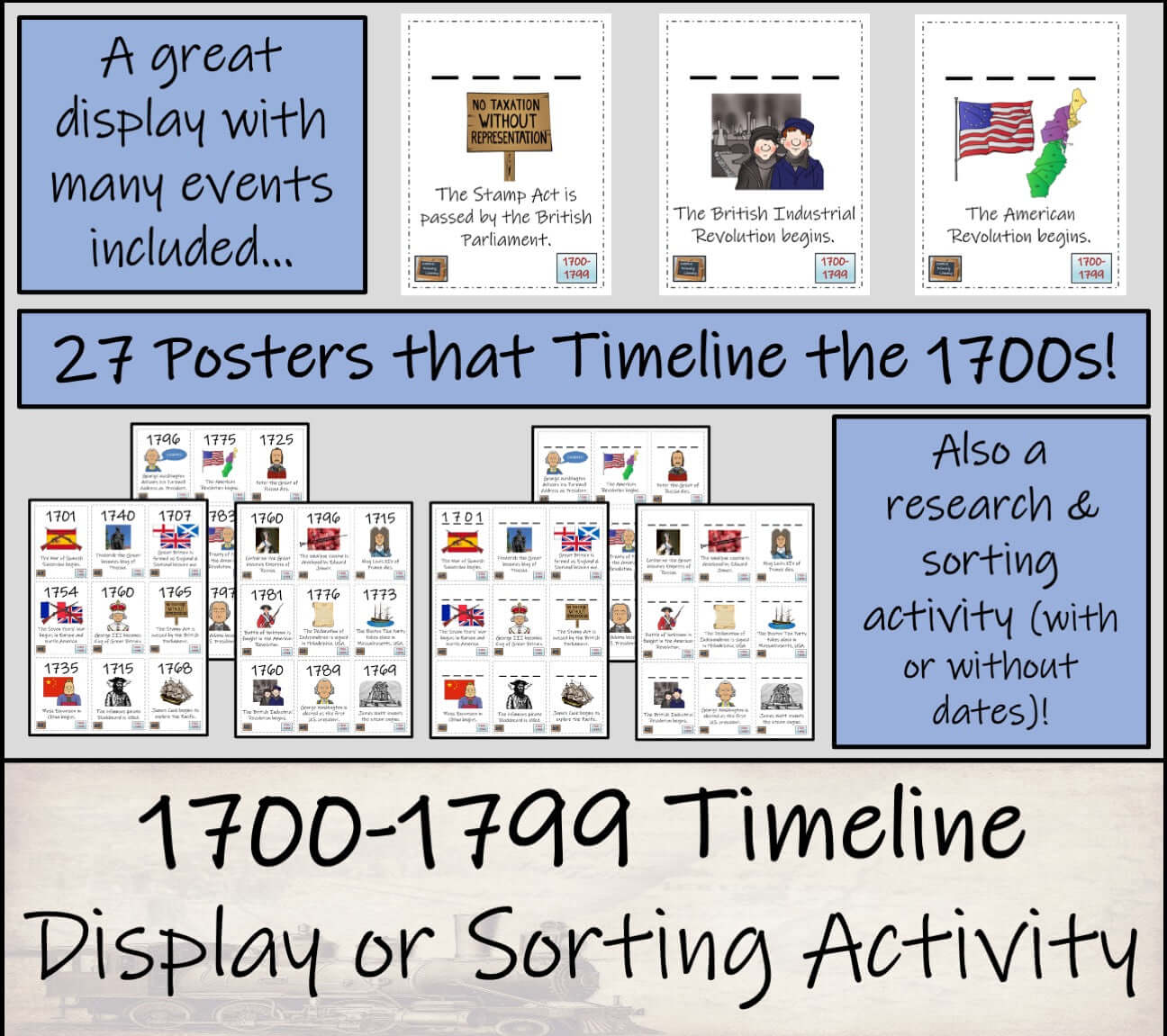 1700 to 1799 Timeline Activity & Classroom Display