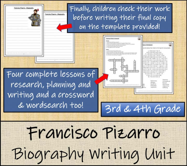 Francisco Pizarro Biography Project & Writing Unit | 3rd Grade & 4th Grade