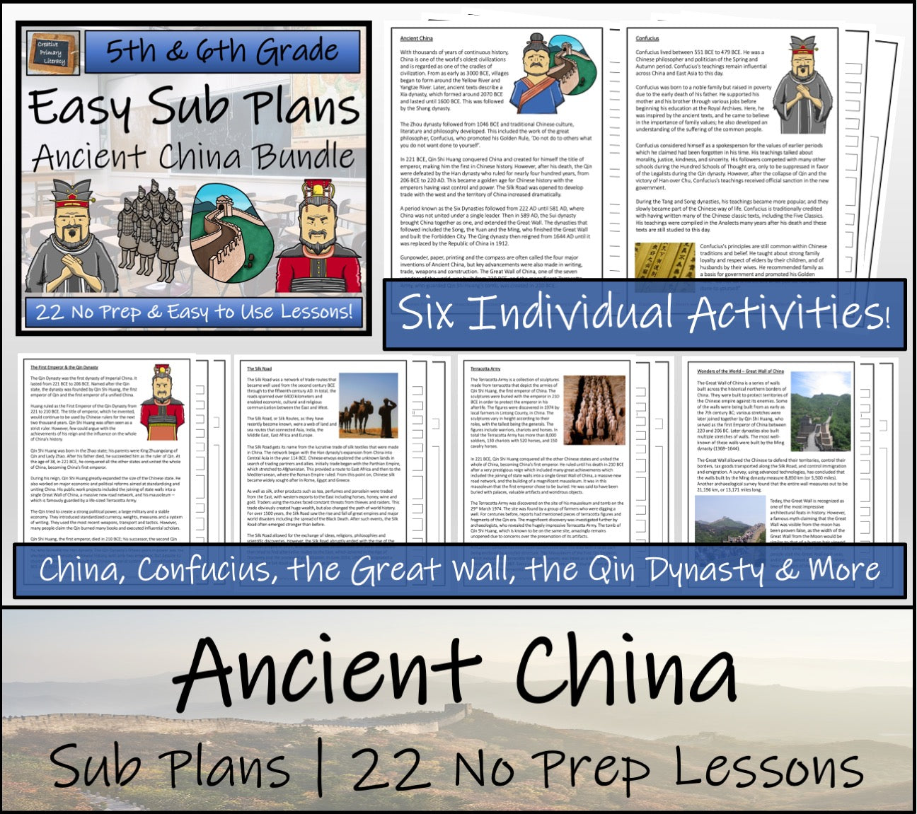 Emergency Sub Plans | Ancient China Bundle | 5th Grade & 6th Grade