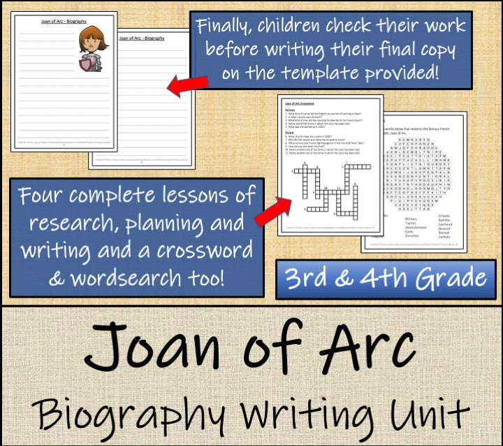 Joan of Arc Biography Project & Writing Unit | 3rd Grade & 4th Grade