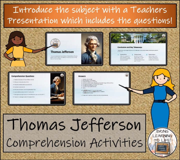 Thomas Jefferson Close Reading & Biography Bundle | 3rd Grade & 4th Grade comprehension activities image for teaching