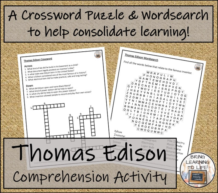 Thomas Edison Biography Project & Writing Unit | 5th Grade & 6th Grade