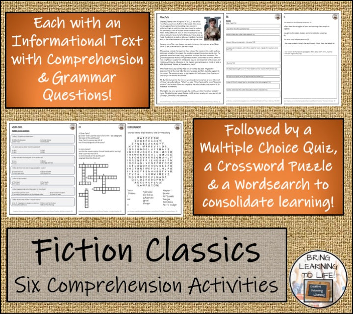 Fiction Classics Close Reading Comprehension Bundle | 5th Grade & 6th Grade
