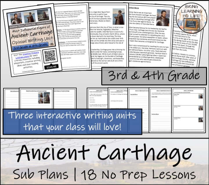 Emergency Sub Plans | Ancient Carthage Bundle | 3rd Grade & 4th Grade